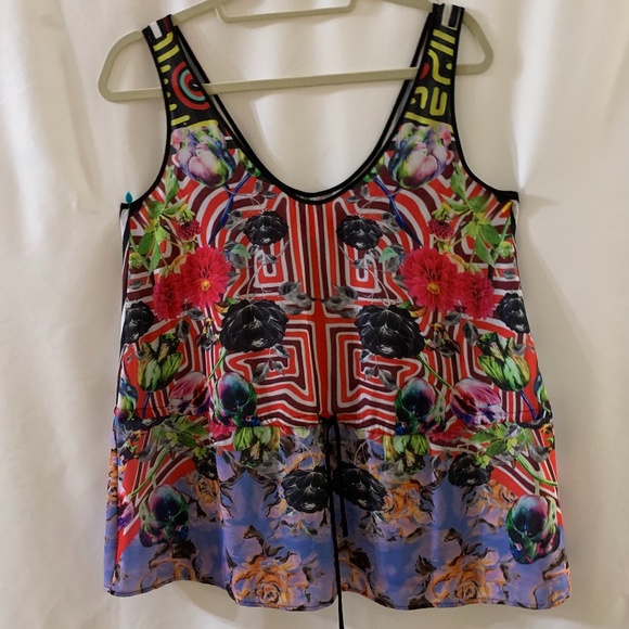 Multi Color and Print Drawstring Top - Picture 3 of 6